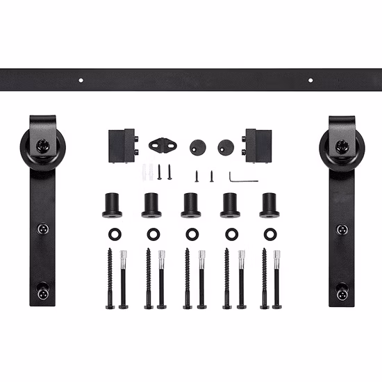 Système coulissant industriel, Kit de porte de grange à double contournement pliable, quincaillerie pour extérieur en bois et cadre métallique, porte en verre, montage sur profil latéral, rail de bricolage bon marché